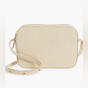 NWT $645 Mansur Gavriel Croc Embossed Leather Camera in DUNE!